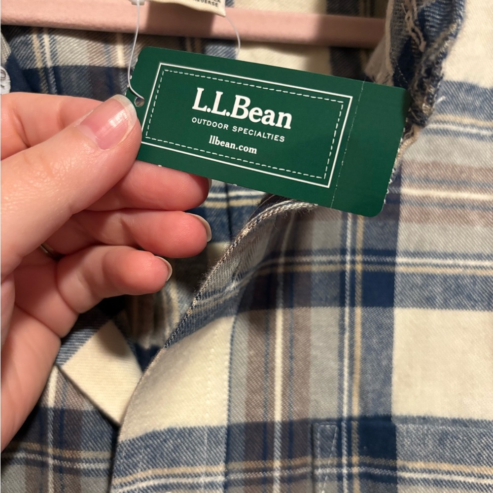 L.L. BEAN Slightly Fitted Blue Plaid Flannel Shirt Shacket Men’s Size Tall XXL - Picture 4 of 6